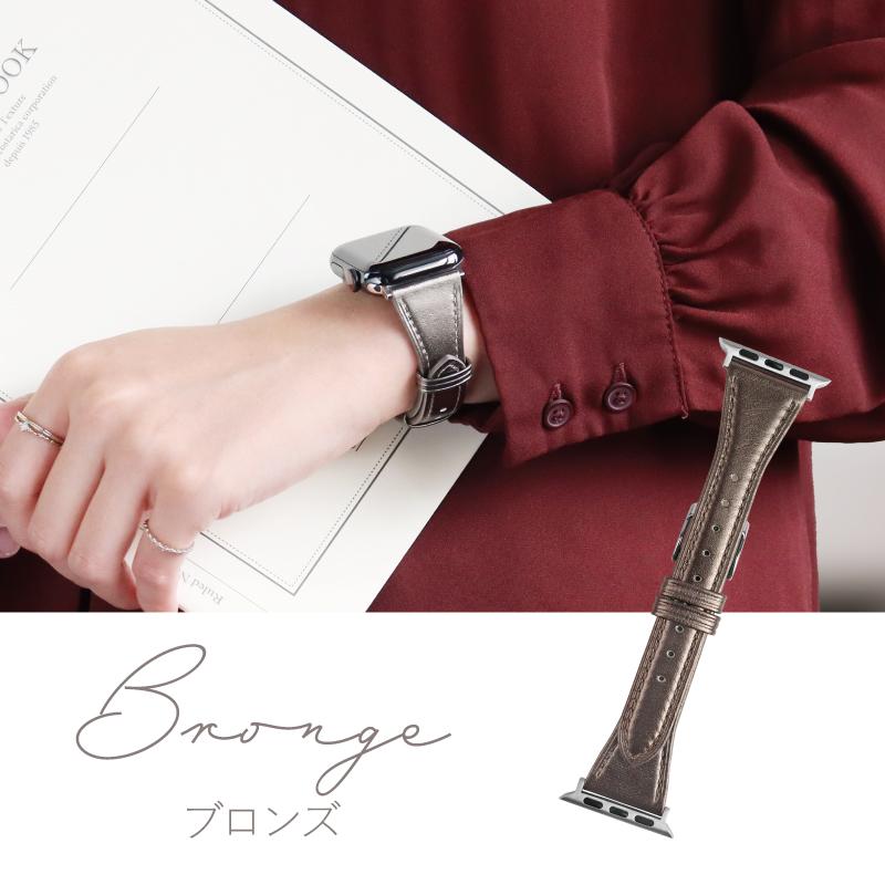 アップルウォッチ バンド 革 本革 牛革 メタリック apple watch band Series 1 2 3 4 5 6 7 8 se Ultra 38mm 40mm 41mm 42ｍｍ 44mm 45mm 49ｍｍ 女性 RWC029 | Apple Watch | 04