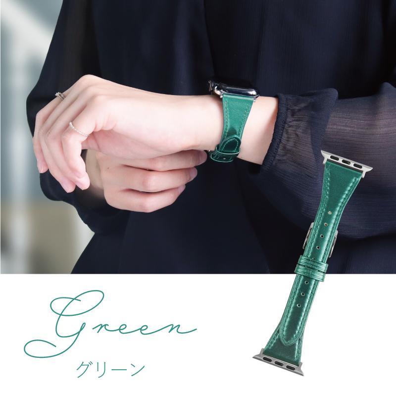 Apple Watch アップルウォッチ バンド 革 本革 牛革 メタリック