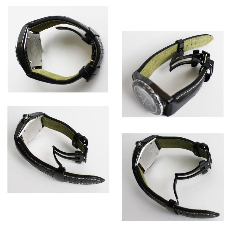 Dバックル 厚型対応 厚さ5mmまで 時計 ベルト 時計ベルト 腕時計ベルト 時計バンド 時計 バンド 腕時計バンド 両プッシュ式 ブラック バンビ ZB0008 | BAMBI | 03