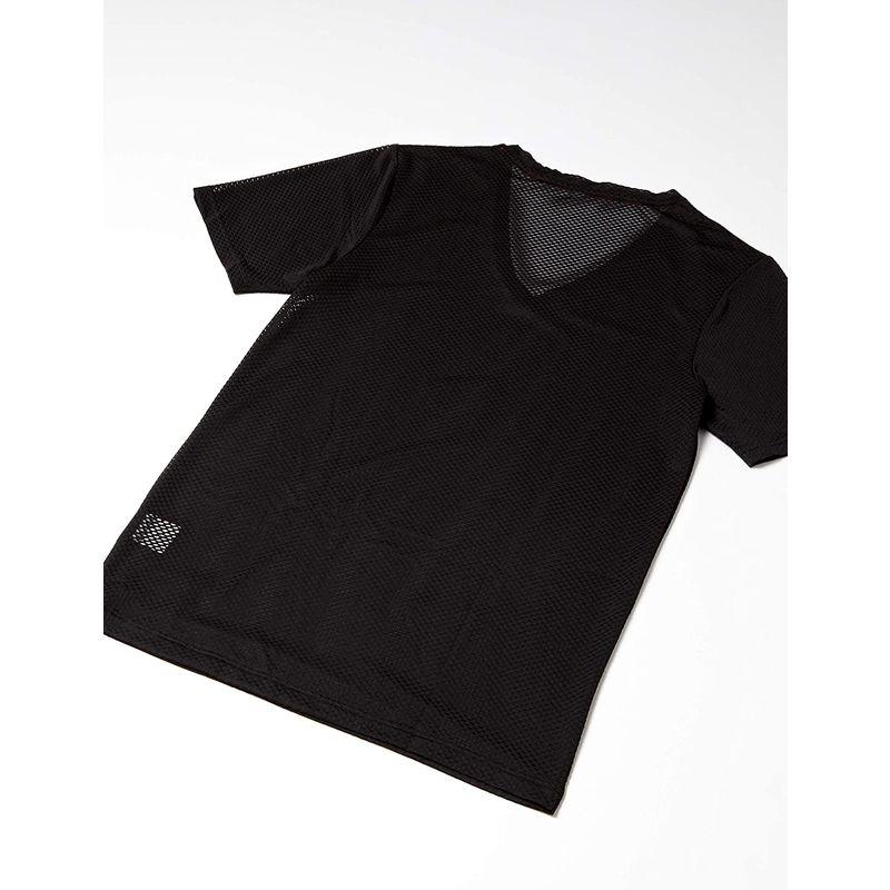 SALE／86%OFF】エーショ-ン インナーシャツ クレーターメッシュVネック半袖 ブラック LL 制服、作業服