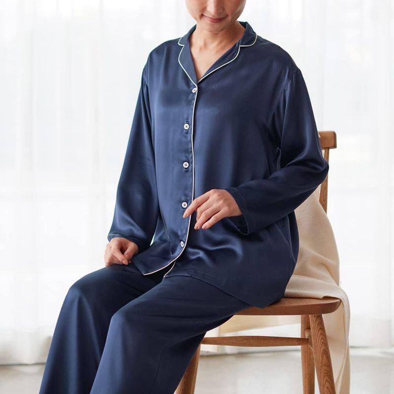 WEB限定 グンゼ パジャマ KaiminNavi快眠ナビ シルク100% 長袖長パンツ