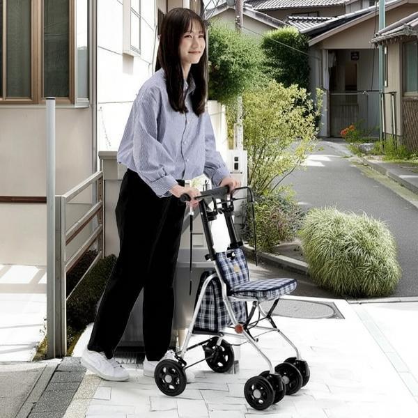 エムズハウス シルバーカー 軽量 コンパクト プリエ 座れる 折りたたみ 