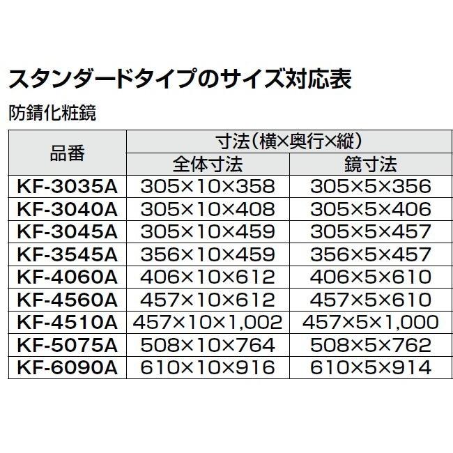INAX 品番: KF-3545A / INAX:アクセサリー/ 化粧鏡(防錆 INAX 品番: KF-3545A / INAX:アクセサリー/ 化粧鏡(防錆