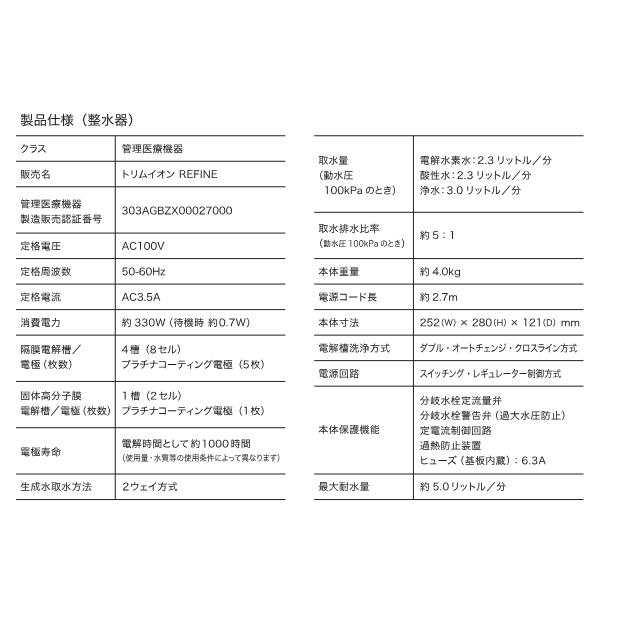 日本トリム TRIM ION Refine / 電解還元水素整水器 : MSI - 通販