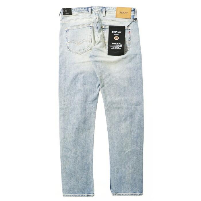 REPLAY リプレイ デニム ジーンズ GROVER Aged20 ストレート クラッシュ リペア リプレイジーンズ メンズ インポート ブランド 海外ブランド MA972W-000-795-128の画像