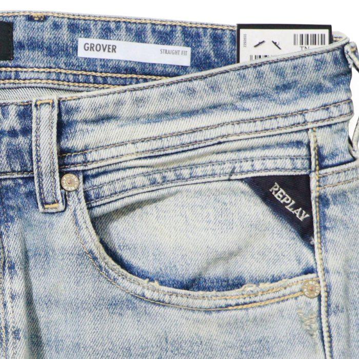 REPLAY リプレイ デニム ジーンズ GROVER Aged20 ストレート クラッシュ リペア リプレイジーンズ メンズ インポート ブランド 海外ブランド MA972W-000-795-128の画像