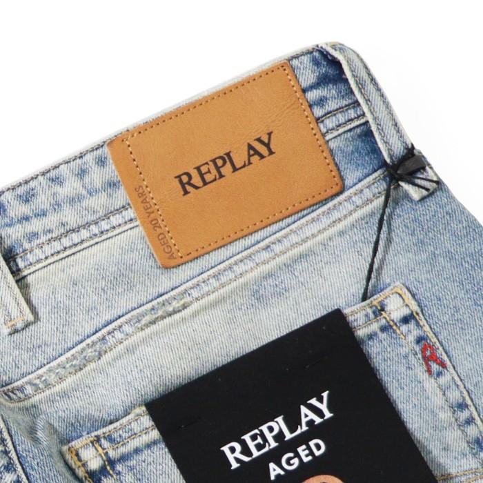 REPLAY リプレイ デニム ジーンズ GROVER Aged20 ストレート クラッシュ リペア リプレイジーンズ メンズ インポート ブランド 海外ブランド MA972W-000-795-128の画像