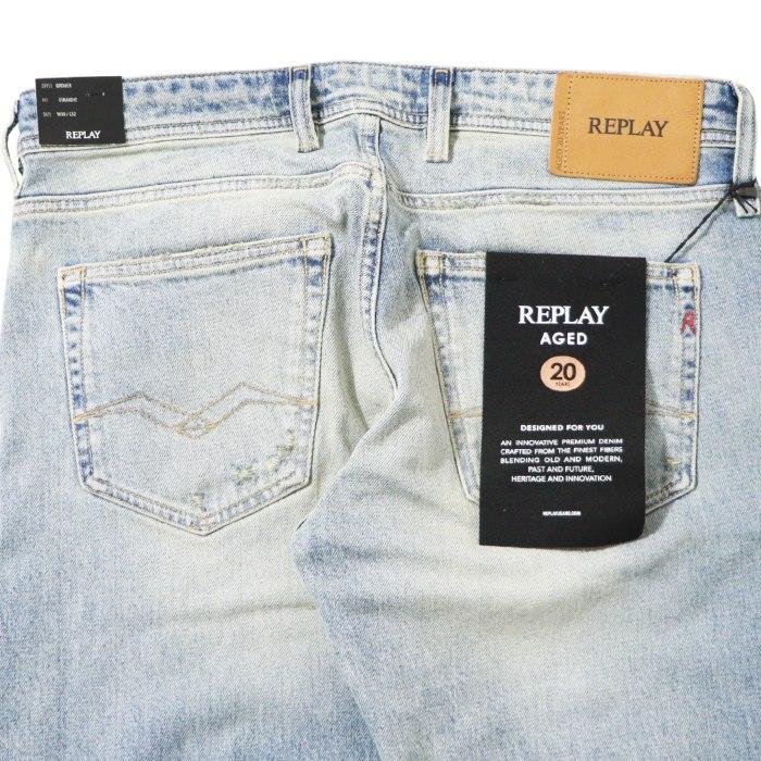 REPLAY リプレイ デニム ジーンズ GROVER Aged20 ストレート クラッシュ リペア リプレイジーンズ メンズ インポート ブランド 海外ブランド MA972W-000-795-128の画像