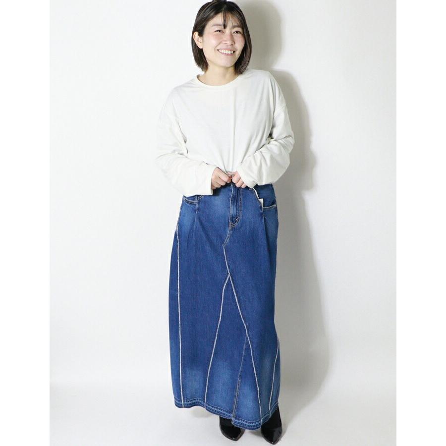 antgauge アントゲージ デニム スカート Aライン 切替 ストライプ レディース lady's ボトム GE523の画像