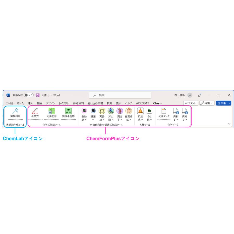 ChemToolWーChemLabとChemFormPlusの統合版Word用アドイン｜msjti157｜02