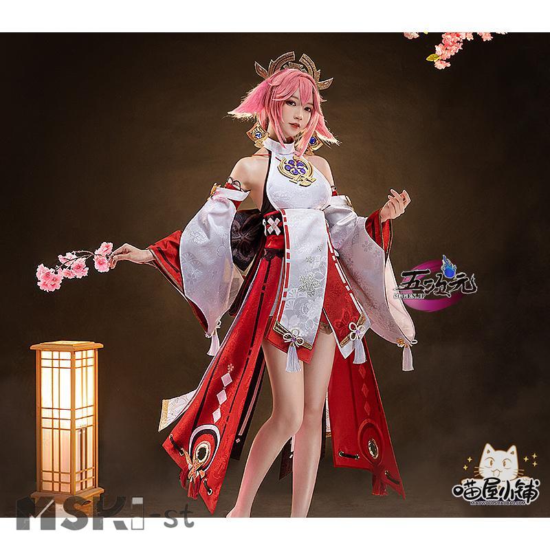 猫屋小舗 原神 コスプレ 八重神子 やえみこ 衣装 ※ウィッグ 靴 武器 