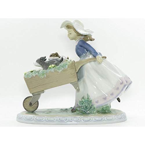 リヤドロ 置物 乗せてあげる フィギュリン 5460 犬 花 女の子 陶器人形