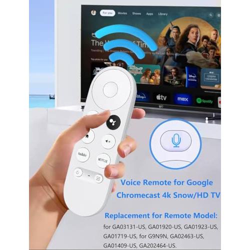 Google Chromecast 4k Snow/HD TV用アップグレード音声リモコン