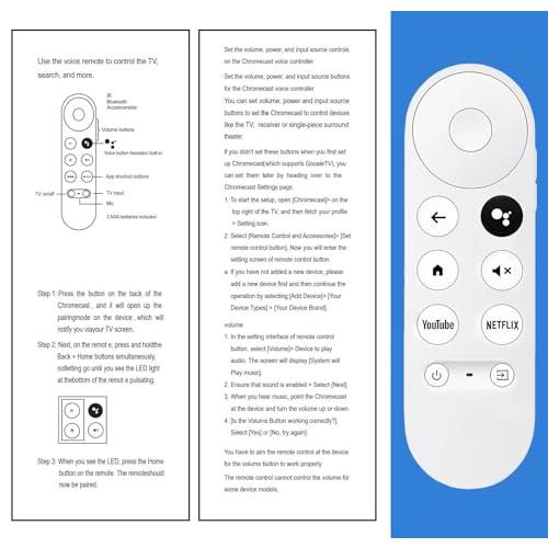 Google Chromecast 4k Snow/HD TV用アップグレード音声リモコン G9N9N