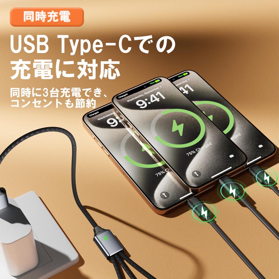 【39%OFF限定クーポン】適格請求書発行可 3in1 USB-C/Aハブ  充電ケーブル データ転送 OTG 同時充電 コンセント節約 480Mbpsデータ転送 3in1-ac 送料無料 (39%) | MSL FORCE | 01