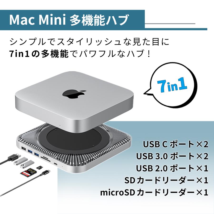 MSL FORCE Mac Mini用ハブ 7in1 放熱設計 mini用スタンド USB3.0 MSL FORCE Mac Mini用ハブ 7in1 放熱設計 mini用スタンド USB3.0