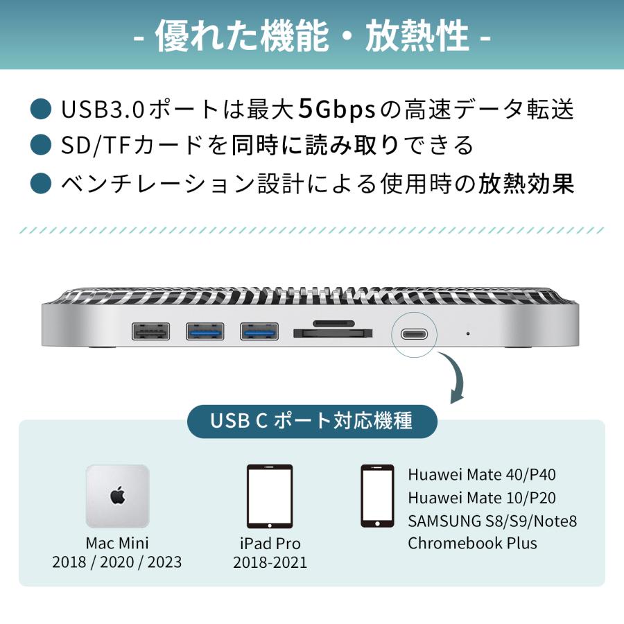 MSL FORCE Mac Mini用ハブ 7in1 放熱設計 mini用スタンド USB3.0 MSL FORCE Mac Mini用ハブ 7in1 放熱設計 mini用スタンド USB3.0