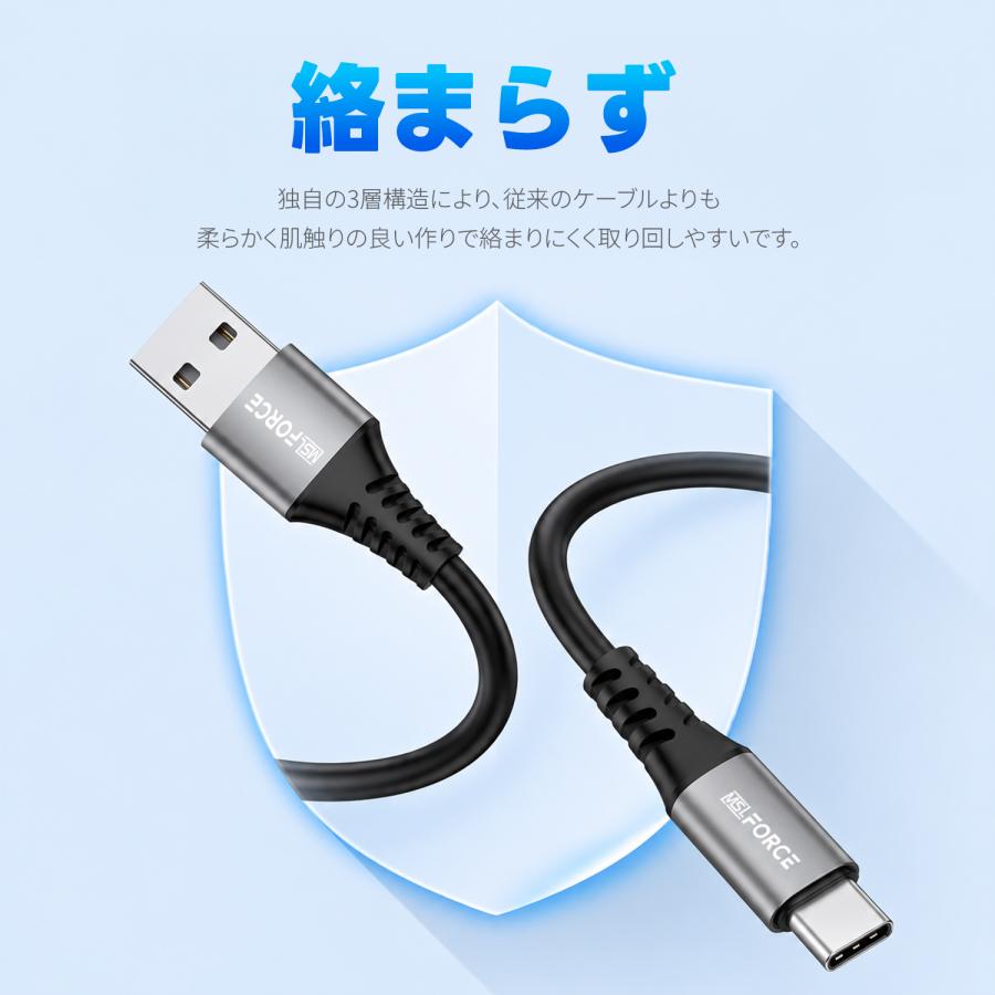 【最大600円引き】USB-A/USB-C to USB-C 充電ケーブル PD60W/100W  480Mbps データ転送 Type C ナイロン編み iphone17/16 対応 | MSL FORCE | 03