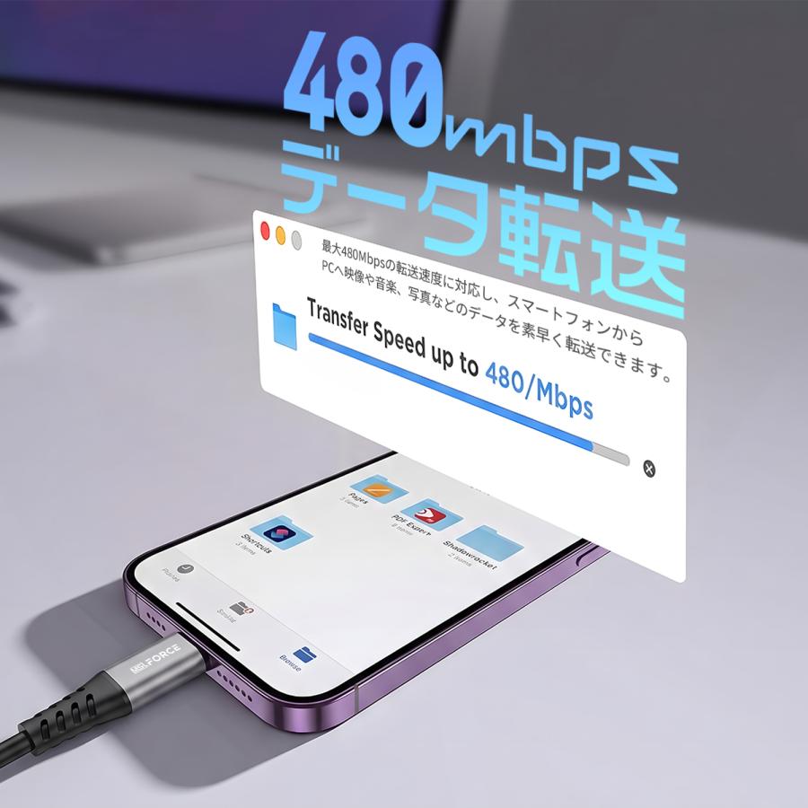 【最大600円引き】USB-A/USB-C to USB-C 充電ケーブル PD60W/100W  480Mbps データ転送 Type C ナイロン編み iphone17/16 対応 | MSL FORCE | 05
