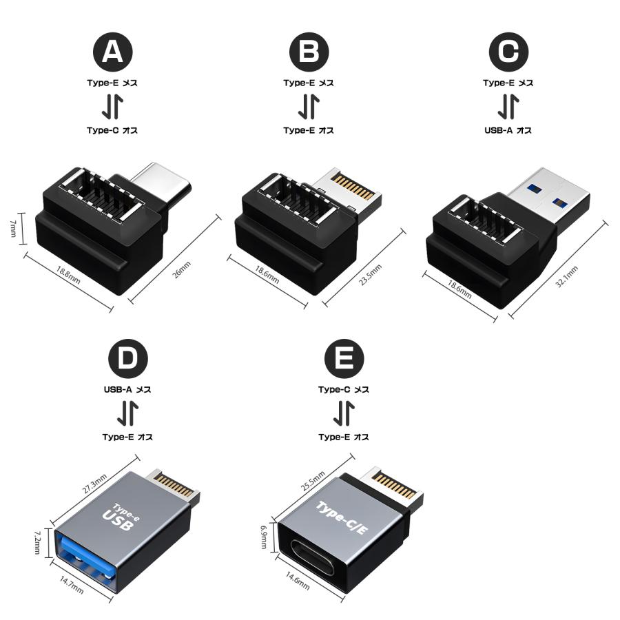 【750円から〜2個目半額/3個目タダ】Type-C/A to Type-E 変換アダプター 10Gbps 高速転送 錫メッキ端子 アルミ合金 PVC素材 保護回路 耐久性 | MSL FORCE | 06