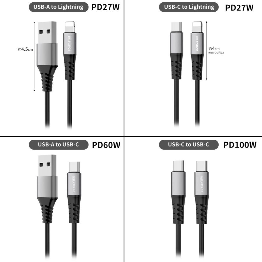 【２個目半額/最大600円OFF限定クーポン】適格請求書発行可 USB-A USB-C to Lightning 充電ケーブル PD27W/60W/100W 急速充電 480Gbps 柔らかい 耐久性送料無料 | MSL FORCE | 06