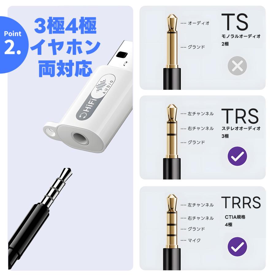 【2個目半額/3個目タダ】USB-C USB-A 3.5mm オーディオ変換アダプター DAC搭載 24bit/96kHz ハイレゾ対応 3極・4極イヤホン対応 TRRS（CTIA）対応 | MSL FORCE | 02