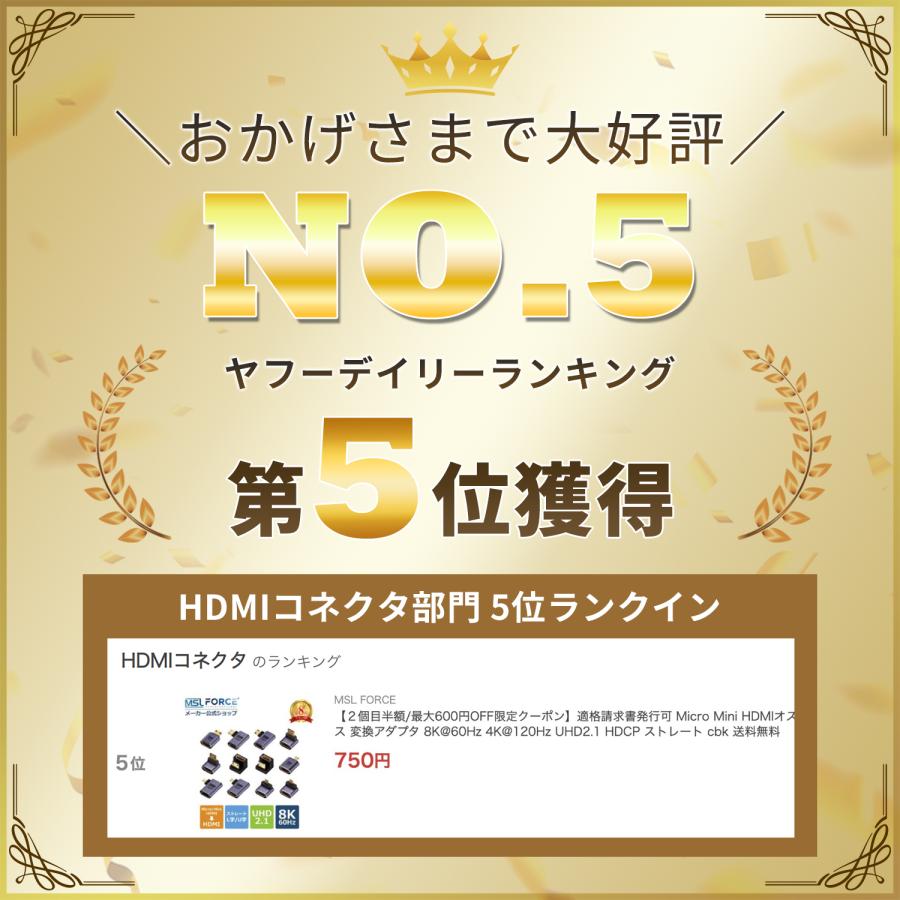 【3個目タダ】3個セット Micro Mini HDMIオス HDMIメス 変換アダプタ 8K@60Hz 4K@120Hz UHD2.1 HDCP ストレート cbk 送料無料 | MSL FORCE | 01