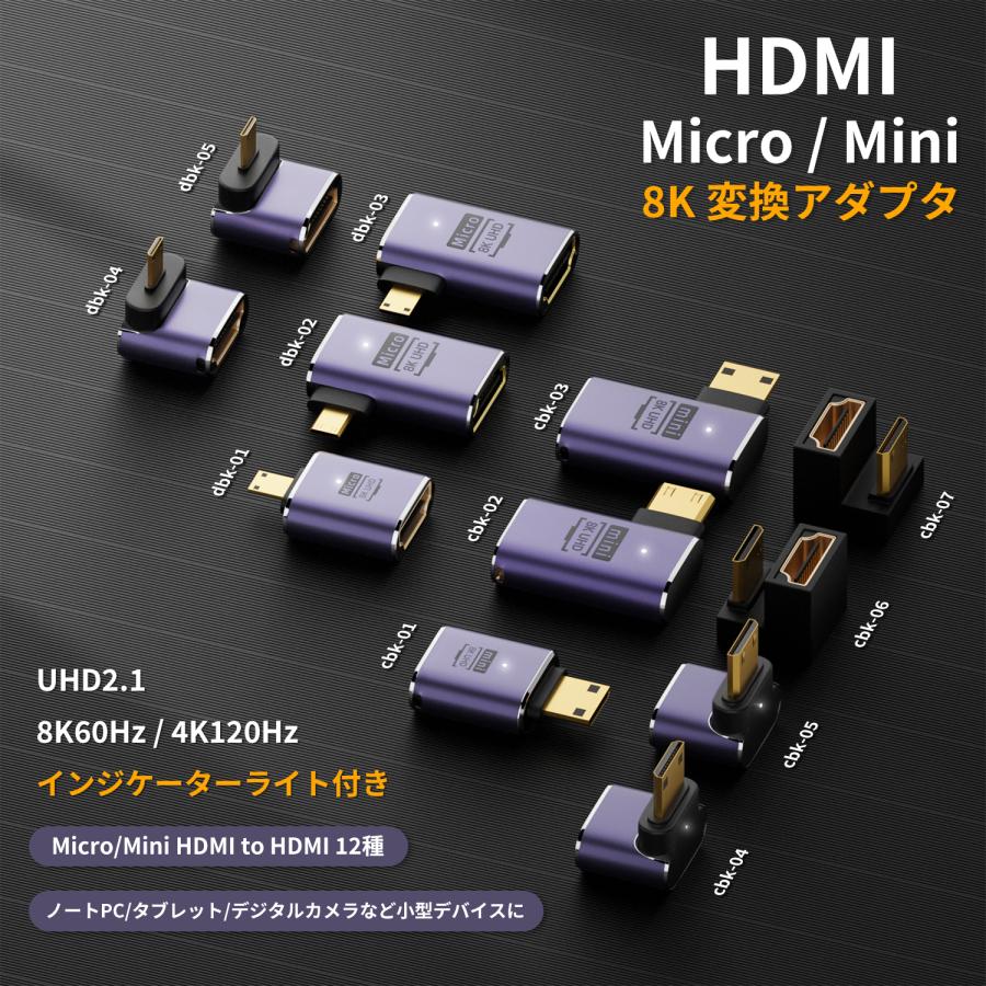 【3個目タダ】3個セット Micro Mini HDMIオス HDMIメス 変換アダプタ 8K@60Hz 4K@120Hz UHD2.1 HDCP ストレート cbk 送料無料 | MSL FORCE | 02