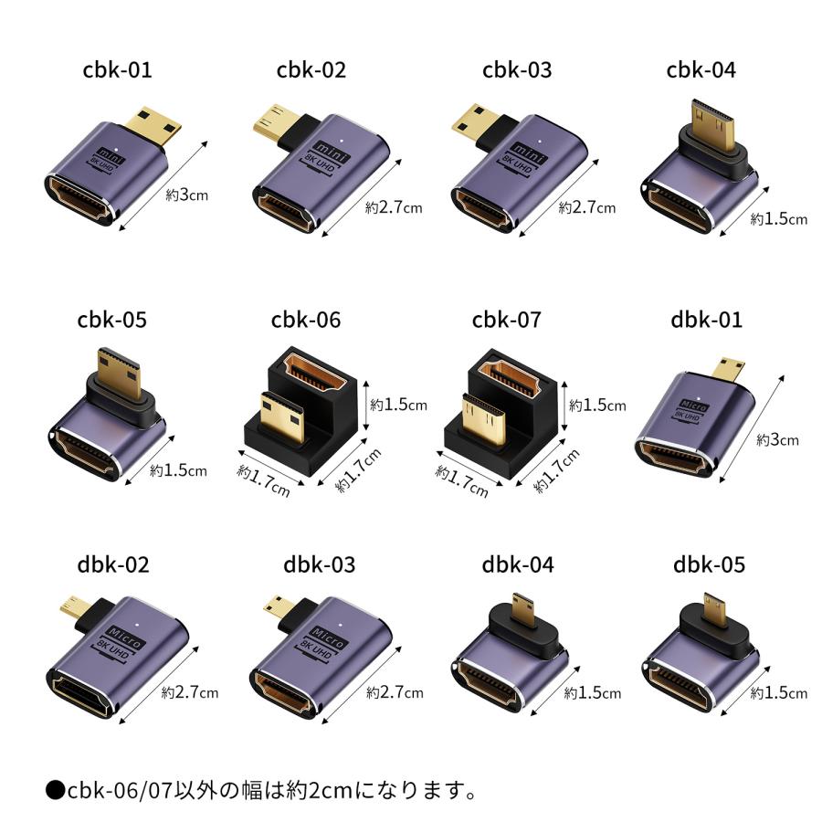 【２個目半額】適格請求書発行可 Micro Mini HDMIオス HDMIメス 変換アダプタ 8K@60Hz 4K@120Hz UHD2.1 HDCP 3D ストレート cbk 送料無料 | MSL FORCE | 06