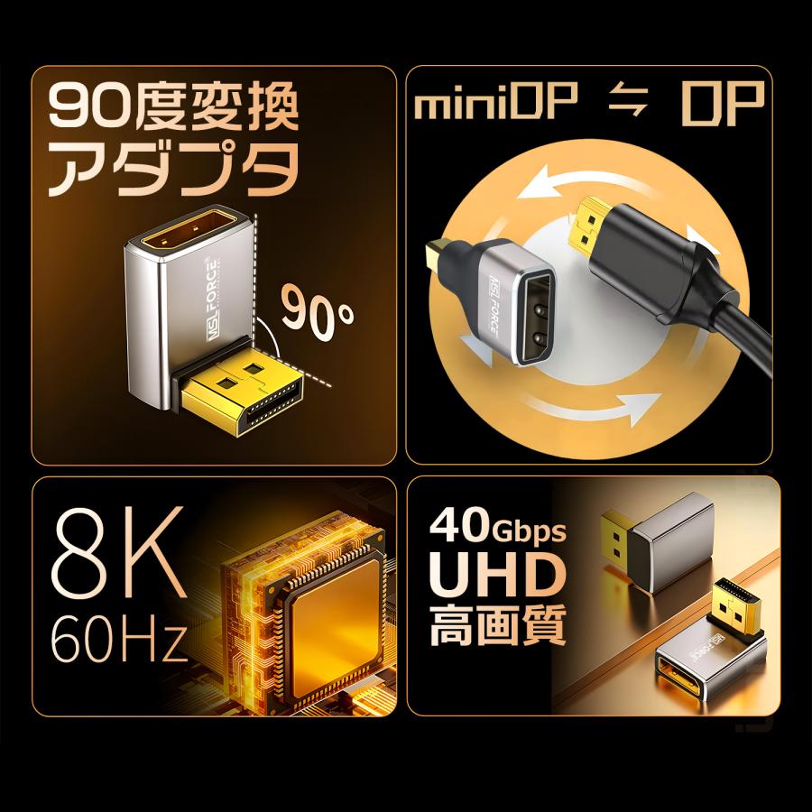 【2個目半額】2個セット HDMI 2.1 マグネット式 8K@60Hz 4K@120Hz 変換アダプタ 磁気吸着 7680×4320  DP07 送料無料 | MSL FORCE | 01