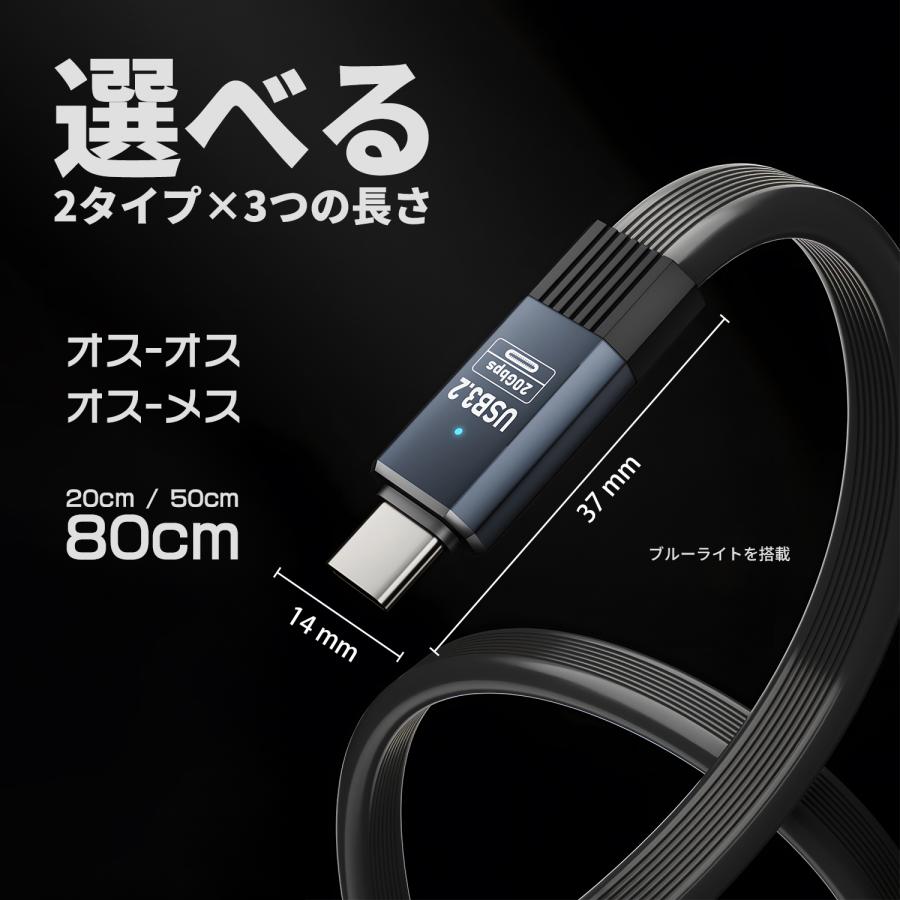 【最大600円引き】 USB 3.2 フル機能 USB-C ケーブル 100W PD超高速充電 20Gbpsデータ転送 8K/60Hz映像出力 ブルーLED搭載 | MSL FORCE | 06