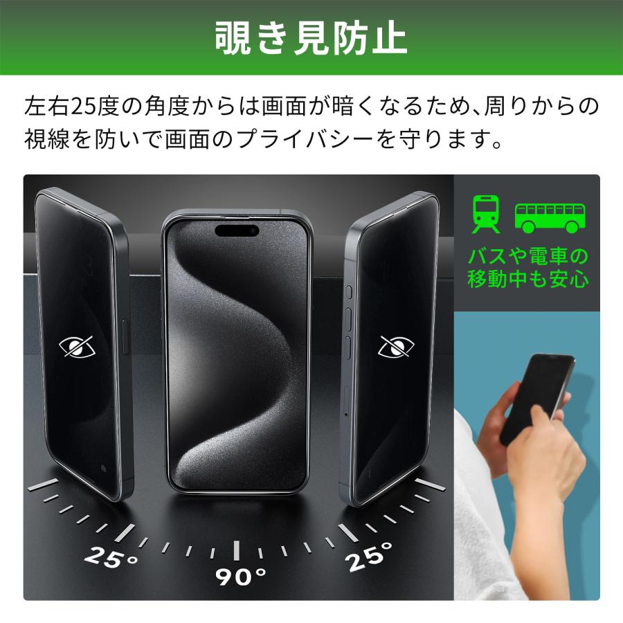 【最大600円OFF限定クーポン】週末限定！強化ガラスフィルム 日本旭硝子 硬度9H 覗き見防止 自動ホコリ除去 指紋防止 iphone15/16シリーズ対応 ip15f 送料無料 | MSL FORCE | 05