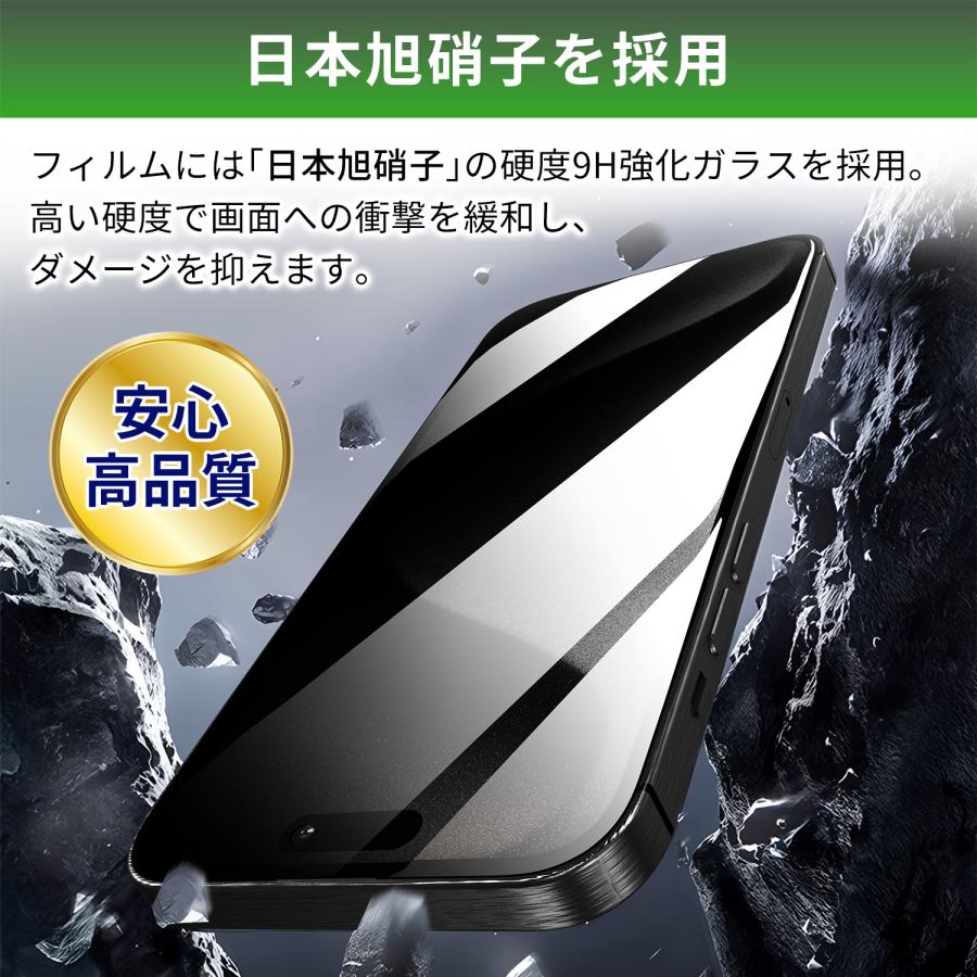 【最大600円OFF限定クーポン】週末限定！強化ガラスフィルム 日本旭硝子 硬度9H 覗き見防止 自動ホコリ除去 指紋防止 iphone15/16シリーズ対応 ip15f 送料無料 | MSL FORCE | 06