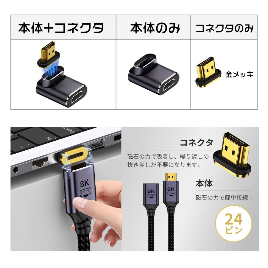 【980円から〜】HDMI 2.1 マグネット式 変換アダプタ 磁気吸着 8K@60Hz 4K@120Hz 7680×4320  lb-a14 送料無料 | MSL FORCE | 14