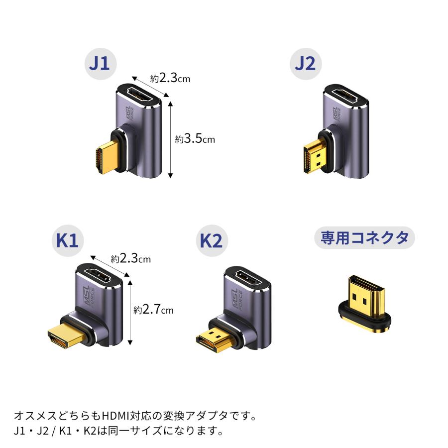 【２個目半額/最大600円OFF限定クーポン】HDMI 2.1 マグネット式 変換アダプタ 磁気吸着 8K@60Hz 4K@120Hz 7680×4320  lb-a14 送料無料 | MSL FORCE | 08