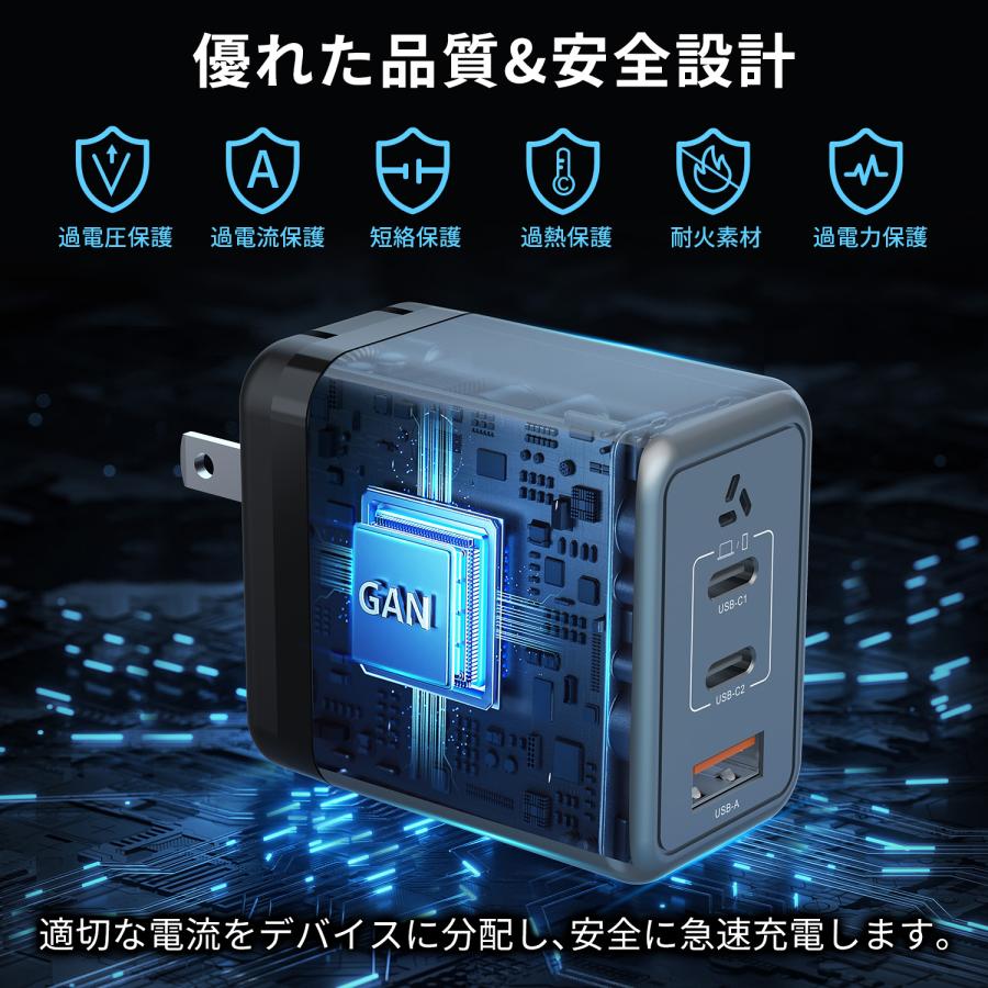 【15％OFFクーポン】GaNII窒化ガリウム 急速充電器 PD3.0 QC4.0 PPS USB-A USB-C 20W 30W 45W 60W 100W 同時充電 ノートPC スマホ PSE技術基準適合 msl 送料無料 | MSL FORCE | 03