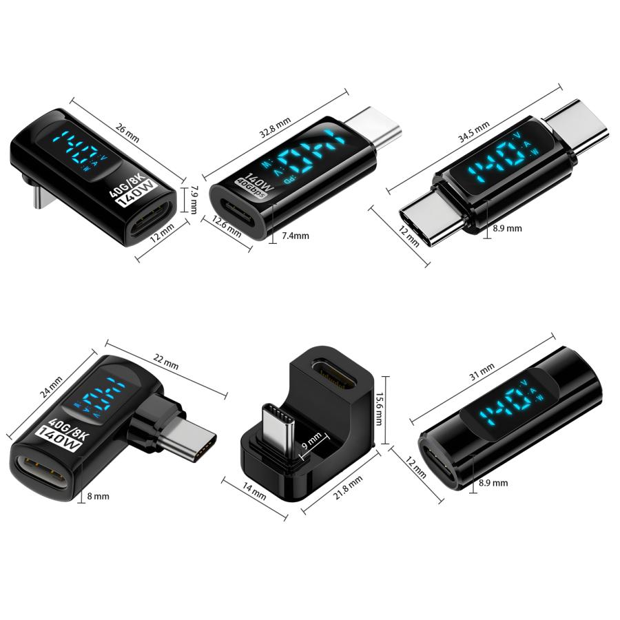 【3個目タダ】3個セット USB-C変換アダプタ 240W/140W PD3.1 急速充電 40Gbps 超高速データ転送 8K@60Hz 映像出力 リアルタイム電力表示 | MSL FORCE | 07