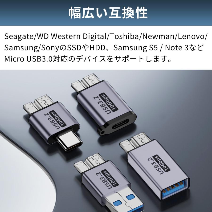 【750円から〜2個目半額/3個目タダ】Micro-B 3.0 to USB-A USB-C オス メス 変換アダプタ SB3.2 Gen2 10Gbps データ転送 mub 送料無料 | MSL FORCE | 03