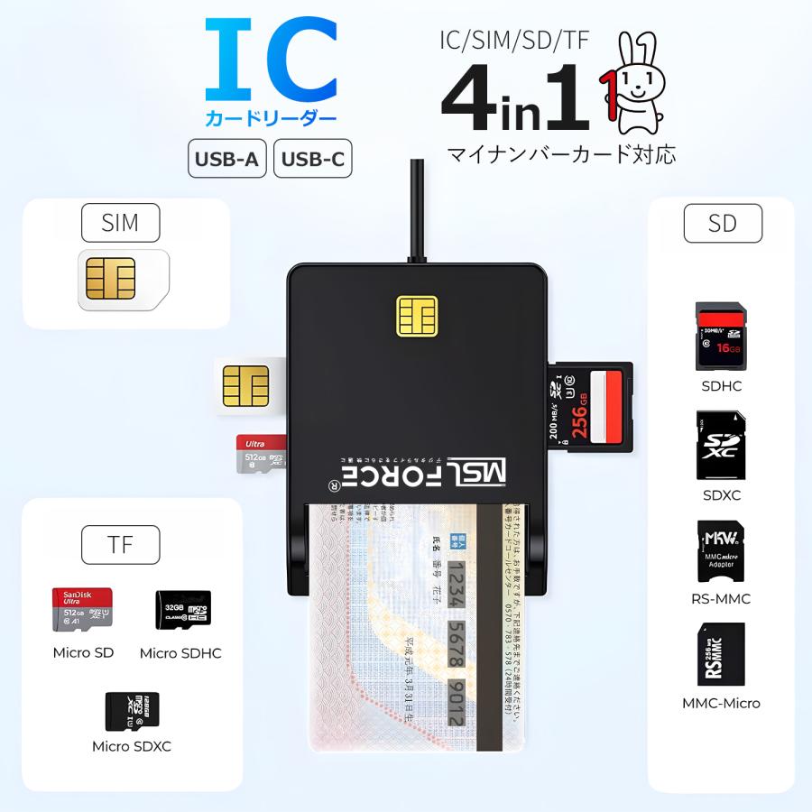 MSL FORCE 【1,250〜 1,750円】4in1 ICカードリーダー マイナンバー