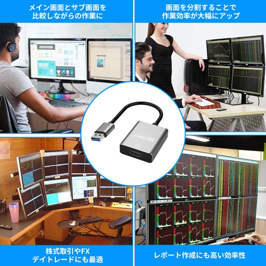 【最大600円OFF限定クーポン】USB to HDMI 変換アダプタ 音声非対応 HDMI ケーブルの複数のモニター USB3.0 Windows 対応 FL2000 ICチップ搭載 u2hd 送料無料 | MSL FORCE | 06