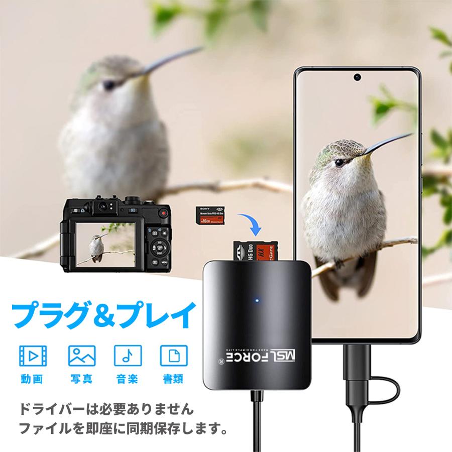 【最大600円OFF限定クーポン】4 in 1 SDカードリーダー USB マルチカードリーダー 5Gbps 4枚のカードを同時に読み取る iphone15/16シリーズ対応 uc0003 送料無料 | MSL FORCE | 04
