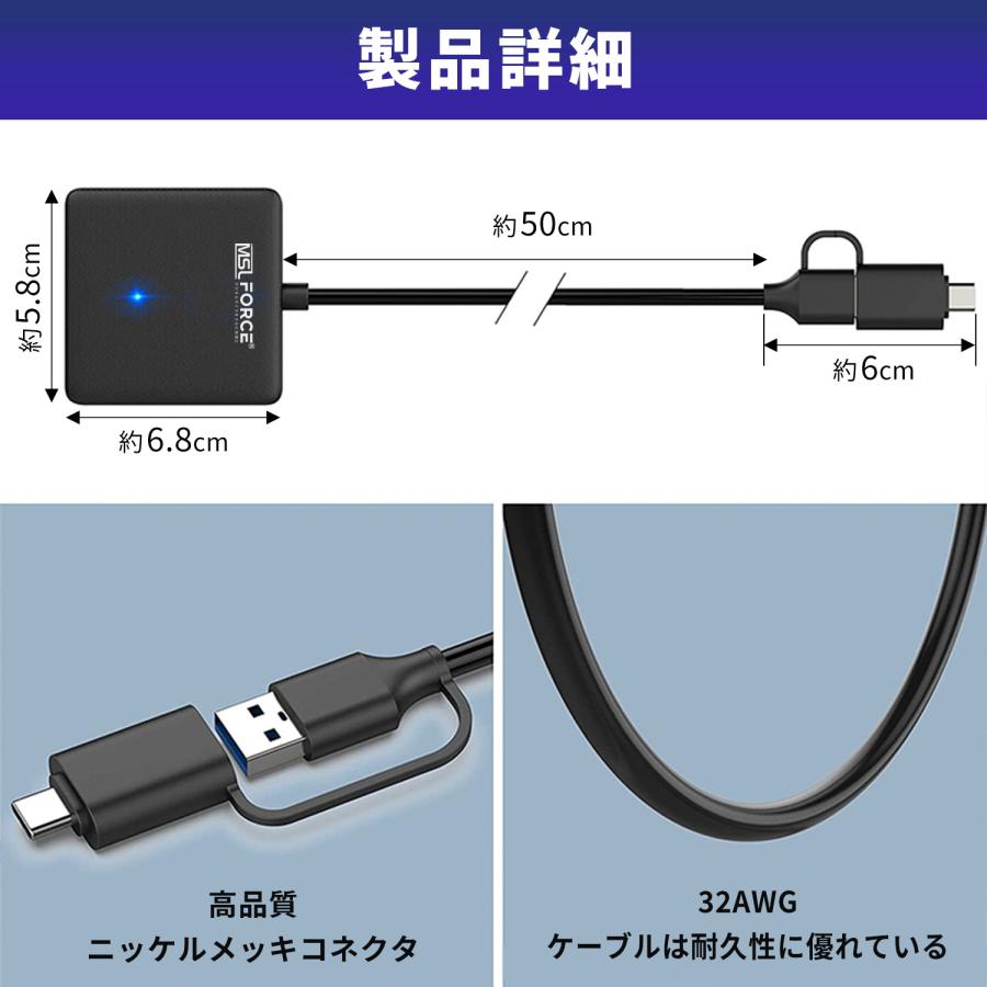 【最大600円OFF限定クーポン】4 in 1 SDカードリーダー USB マルチカードリーダー 5Gbps 4枚のカードを同時に読み取る iphone15/16シリーズ対応 uc0003 送料無料 | MSL FORCE | 07