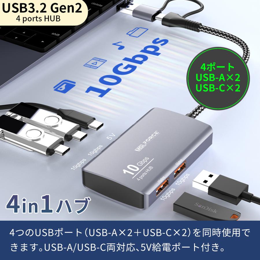 MSL FORCE 【2,000〜 3,000円 2個目半額】4in1 USB-C 10Gbps 同時使用
