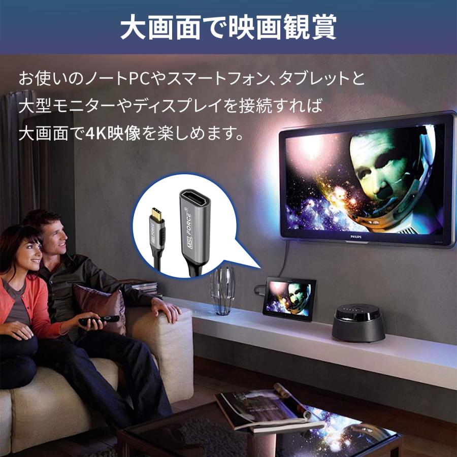 【最大600円OFF限定クーポン】Type-C（オス）to HDMI（メス）変換アダプター 4K対応 60Hz ケーブル 抜き差し滑り止め iphone15/16シリーズ対応  uc0107 送料無料 | MSL FORCE | 04