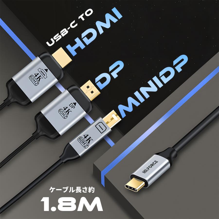 【最大600円引き】USB-C(オス) to Mini DisplayPort/DP/HDMI(オス) 変換アダプタ 4K@60Hz 抜き差し 滑り止め iphone16/17シリーズ対応 送料無料 | MSL FORCE | 01