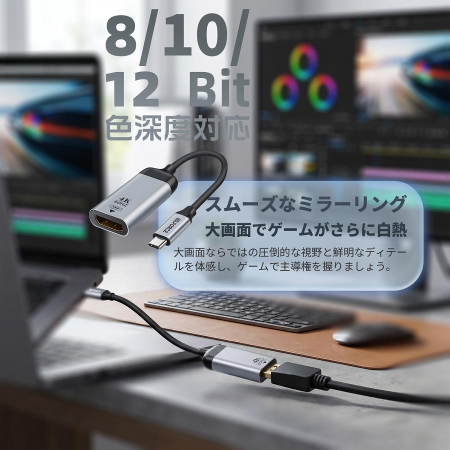 【最大600円引き】USB-C（オス）to DisplayPort/HDMI/miniDP（メス）変換ケーブル 4K60hz Type-C HDMI 変換 アダプタ  iphone シリーズ対応 uc0109 | MSL FORCE | 04