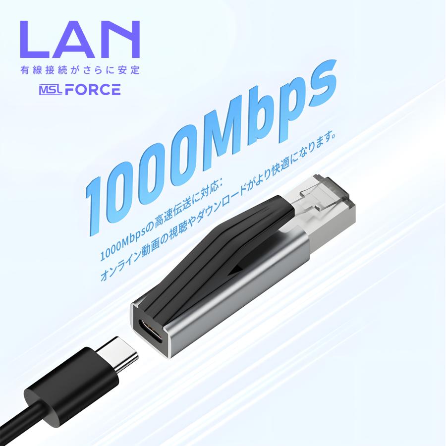 【1,000〜 2,280円】USB-C to LAN RJ45（メス）USB2.0 変換アダプタセット 有線LAN 1000Mbps イーサネット uc0111 送料無料 | MSL FORCE | 14