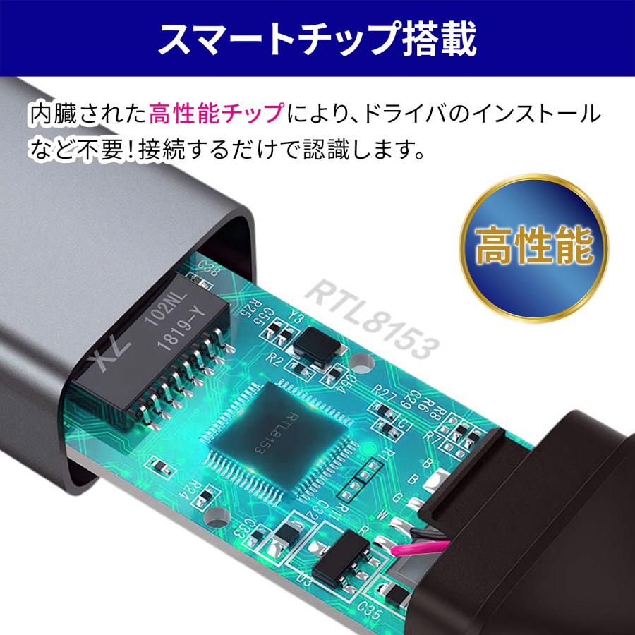 【２個目半額/最大600円OFF限定クーポン】USB-C（オス）to LAN RJ45（メス）USB2.0 変換アダプタセット 有線LAN 1000Mbps イーサネット uc0111 送料無料 | MSL FORCE | 03