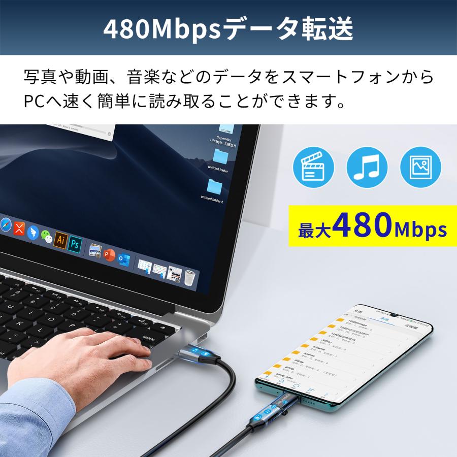 【２個目半額/最大600円OFF限定クーポン】Micro-USB USB-C データ転送 急速充電 USB2.0 480Mbps QC3.0 5V/3A 変換アダプタ スマホ PC uc0113bc 送料無料 | MSL FORCE | 01