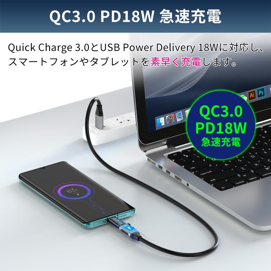 【２個目半額/最大600円OFF限定クーポン】Micro-USB USB-C データ転送 急速充電 USB2.0 480Mbps QC3.0 5V/3A 変換アダプタ スマホ PC uc0113bc 送料無料 | MSL FORCE | 02
